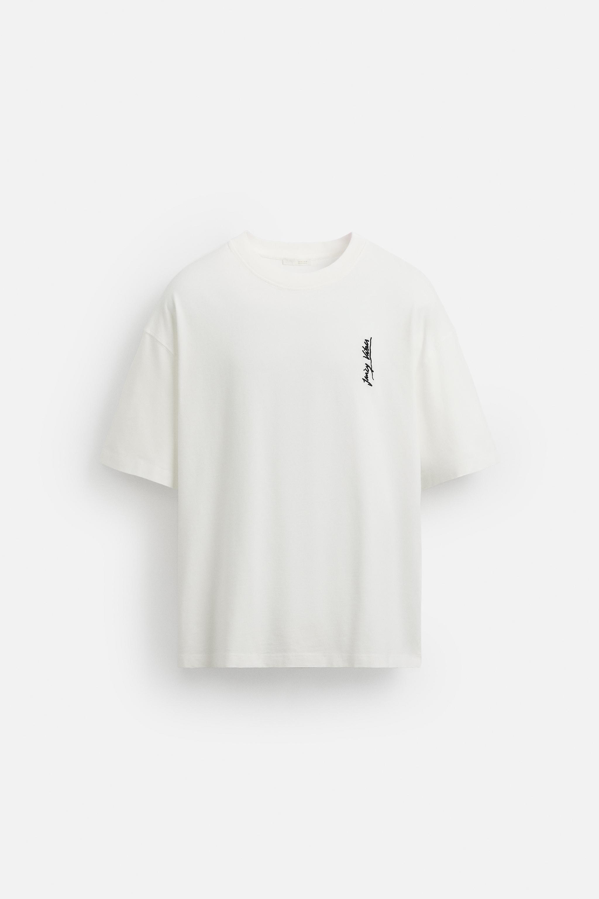 ［ZARA］音符刺繍Tシャツ 6224/320/250 MUSICAL NOTE EMBROIDERED T-SHIRT - White | ZARA United States