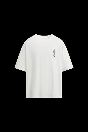 Zara MUSICAL NOTE EMBROIDERED T-SHIRT - White - Image 0