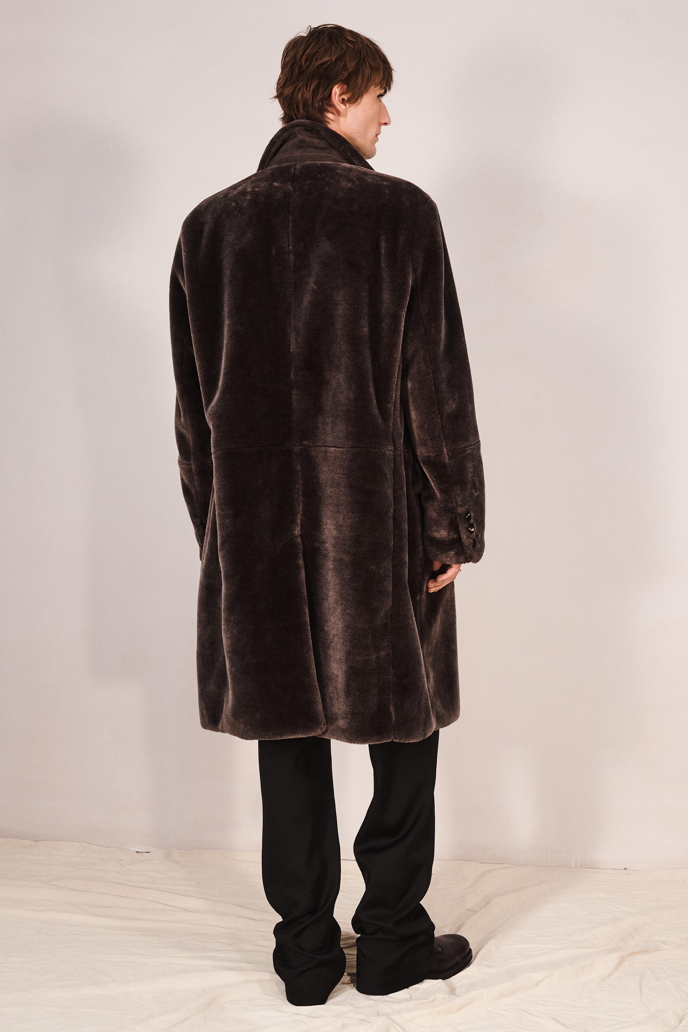 VESTE LONGUE RELAXED FIT EFFET FOURRURE