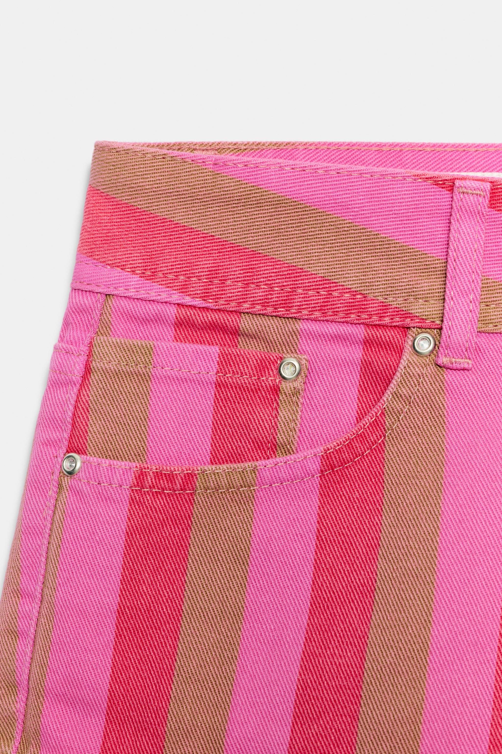 Zara TRF MİNİ ÇİZGİLİ DENIM ŞORT görsel 7