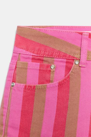 SHORT MINI EN JEAN TRF À RAYURES - Rayures de Zara - Image 7