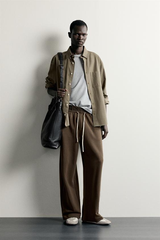 CONTRAST RELAXED FIT TROUSERS - Dark brown by Zara - Image 0