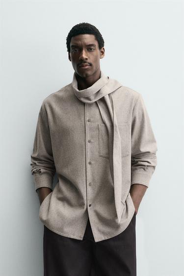 FOULARD OVERSHIRT - LIMITED EDITION - Grey marl by Zara