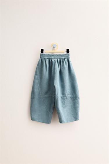 ZARA TIMELESS - 100% LINEN BALLOON TROUSERS - Mid-blue by Zara - Image 1