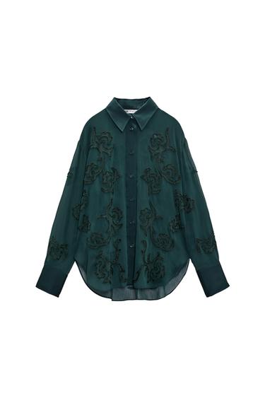 BLUSA SEMITRANSPARENTE BORDADOS