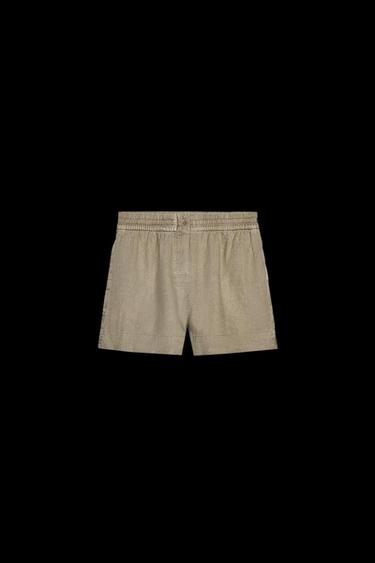100% LINEN SHORTS ZW COLLECTION - Taupe grey by Zara - Image 0