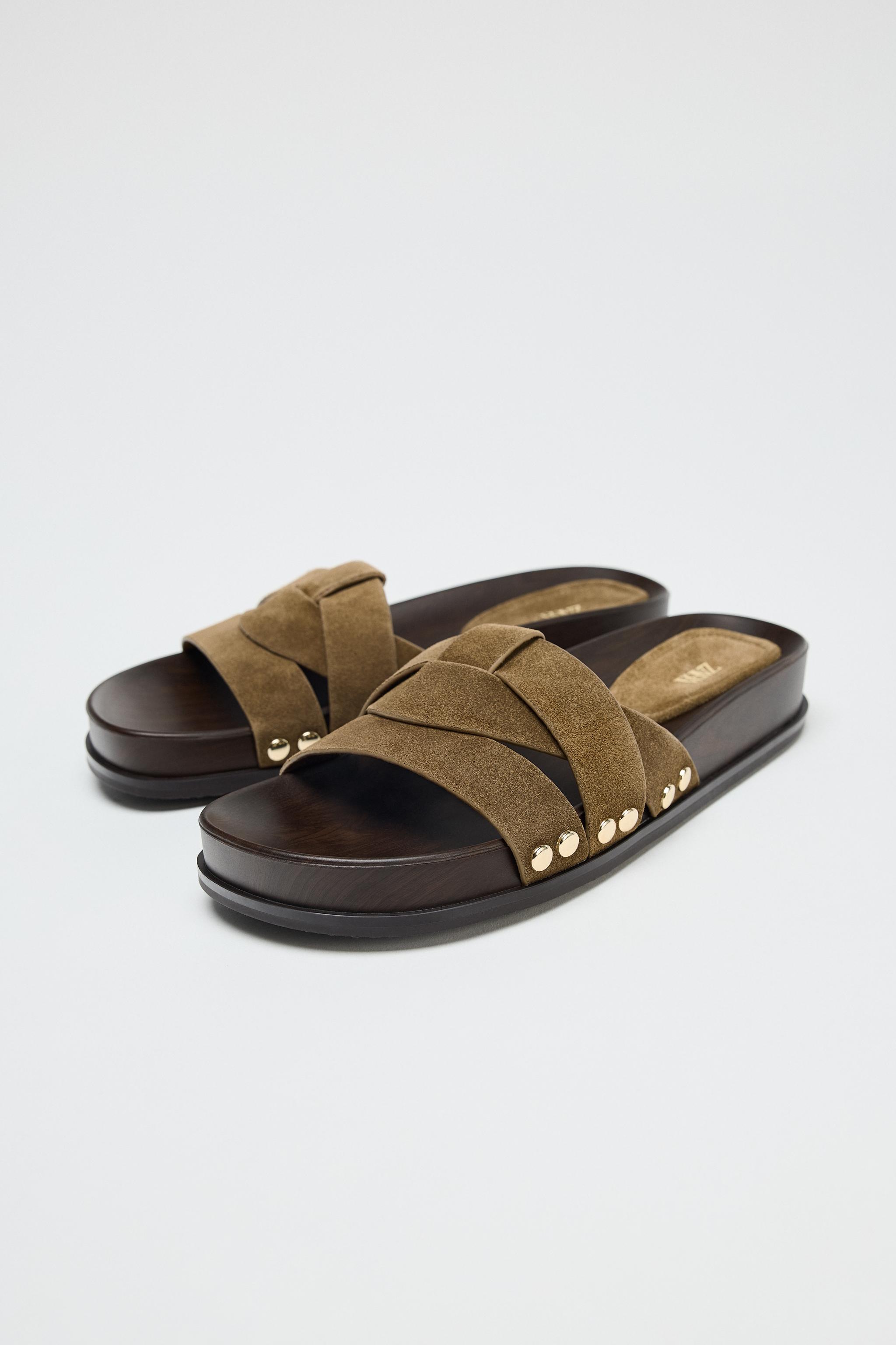 SANDALES PLATES-FORMES EN CUIR
