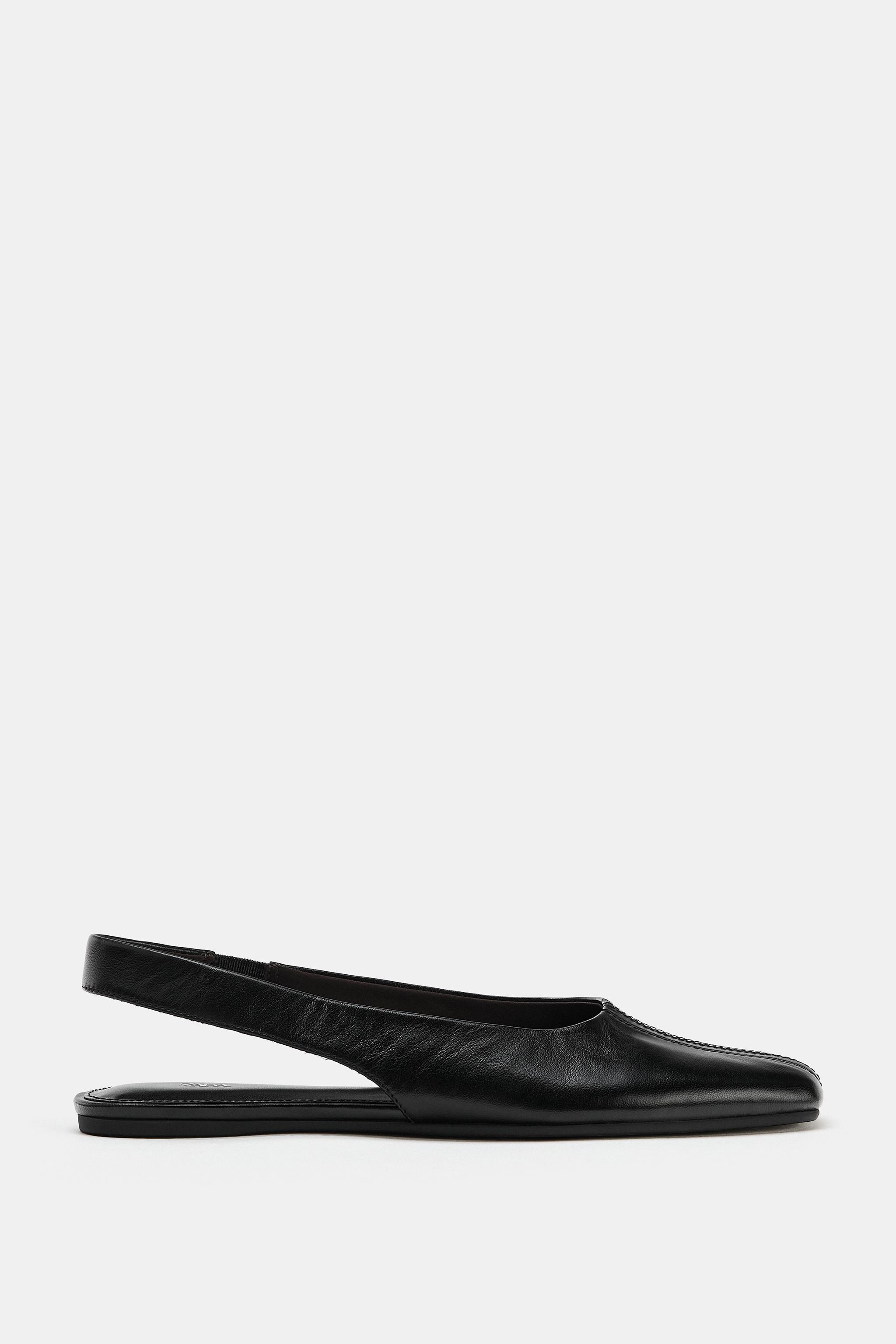 レザー スリングバックシューズ - ブラック | ZARA Japan / 日本