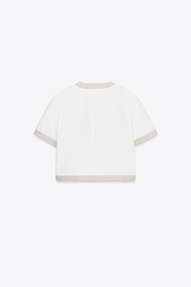 CONTRAST SHORT SLEEVE BLAZER - Oyster-white by Zara - Image 7