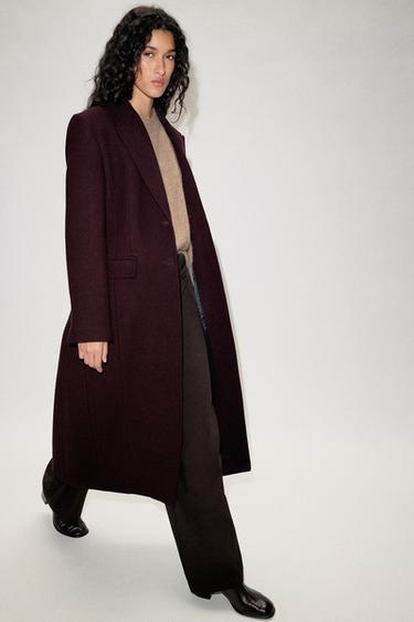 Zara ZW COLLECTION WOOL BLEND COAT - Wine