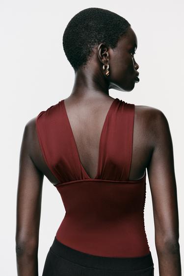 POLYAMIDE HARDWARE BODYSUIT - Burgundy by Zara - Image 4