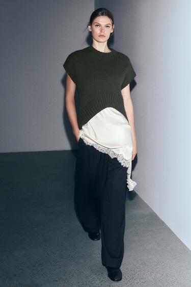 OVERSIZED WOOL WAISTCOAT WITH ASYMMETRIC HEM - Green by Zara