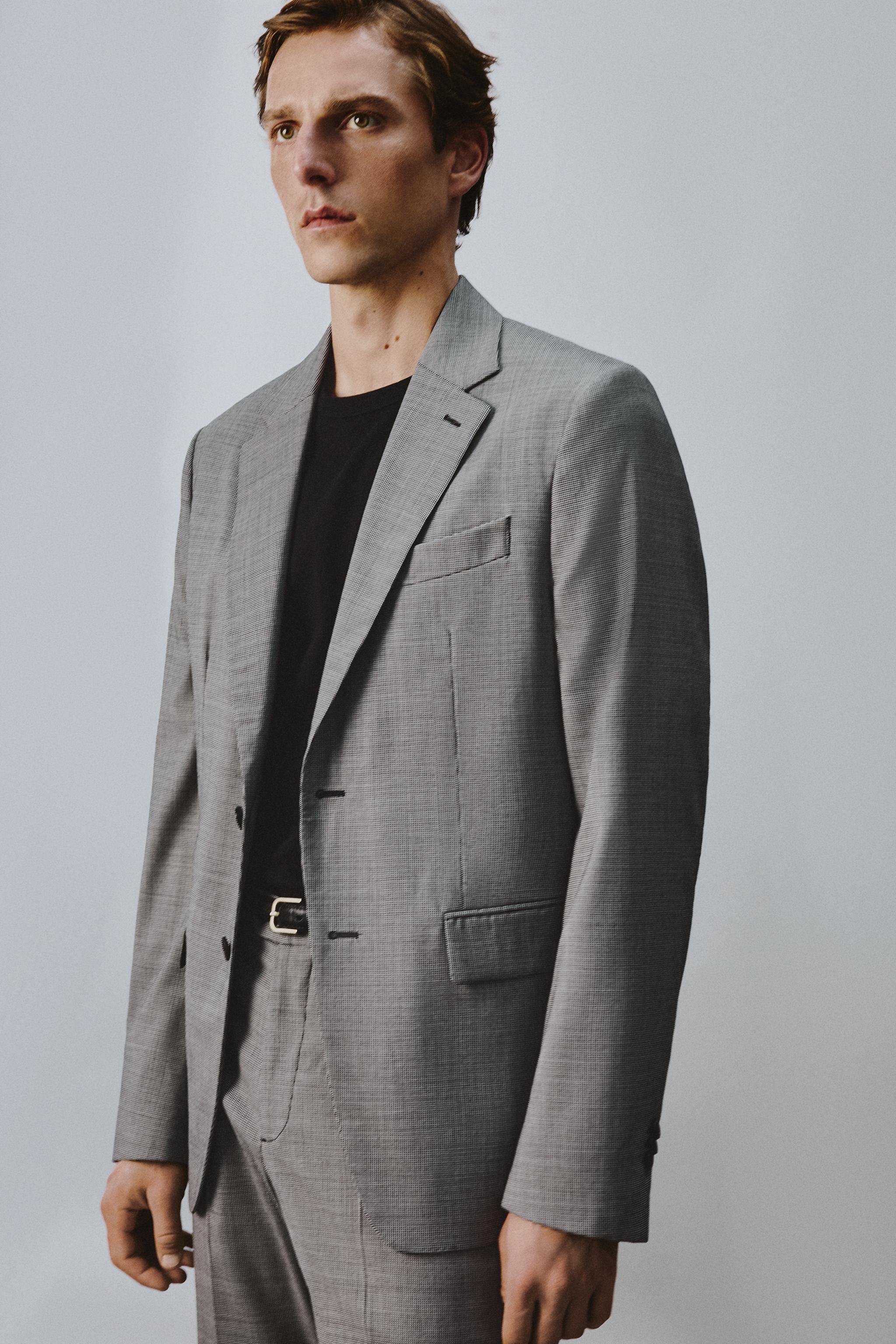 PLAID WOOL BLEND SUIT JACKET