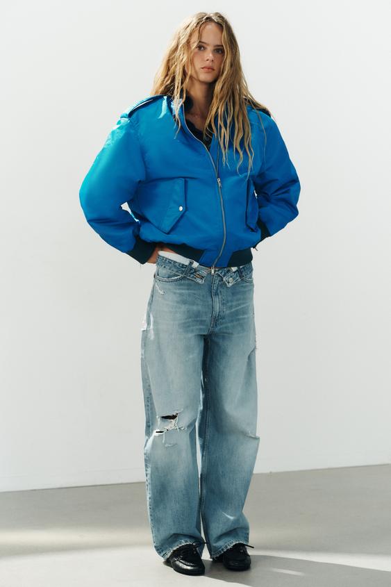 CHAQUETA BOMBER OVERSIZE TRABILLAS - Azulón de Zara - Imagen 0