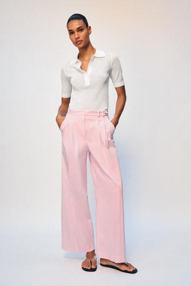 PANTALON LARGE À PINCES - Rose de Zara - Image 5