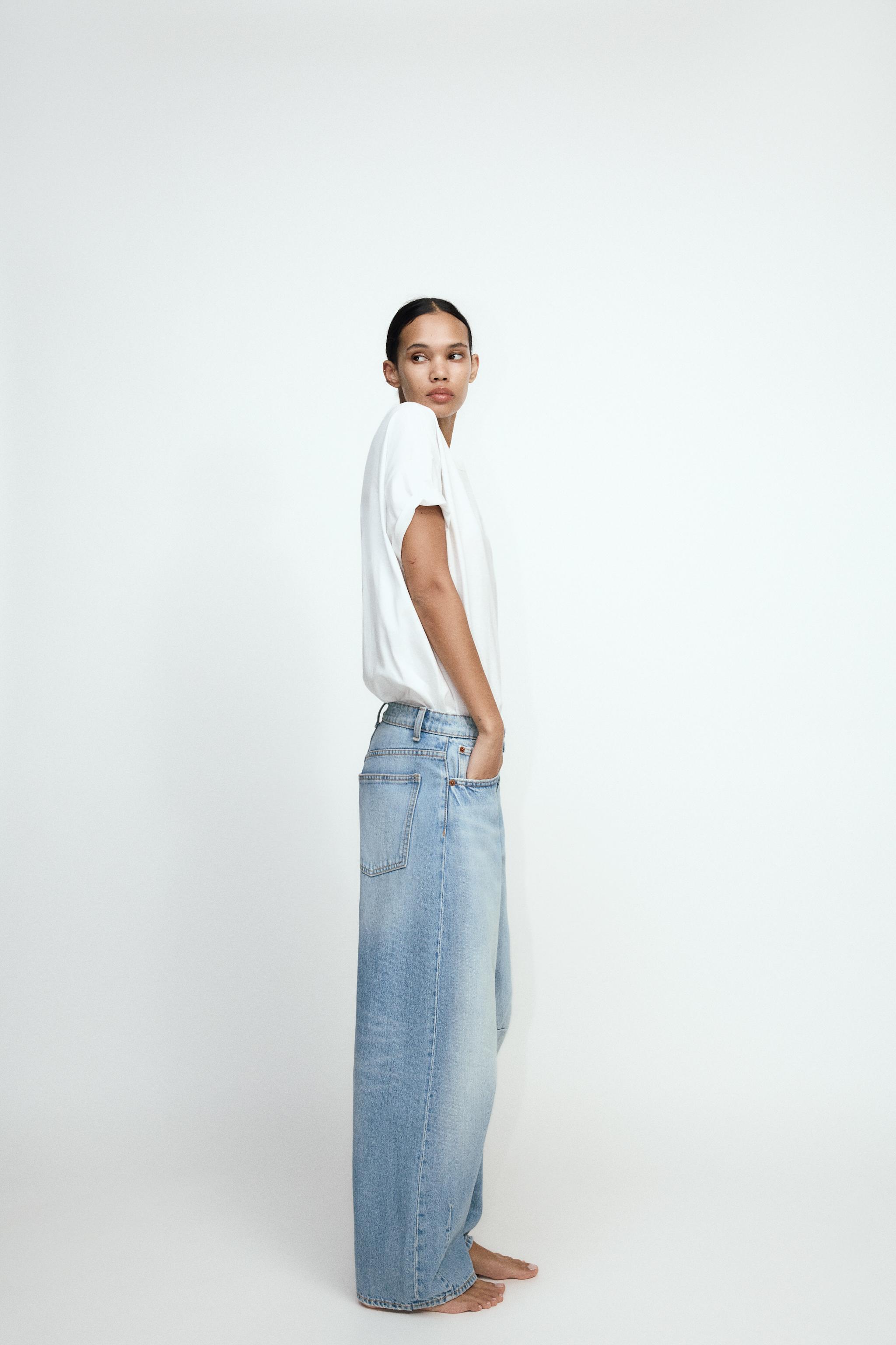 TRF バギーバルーン ミッドライズデニムパンツ - ブルー | ZARA