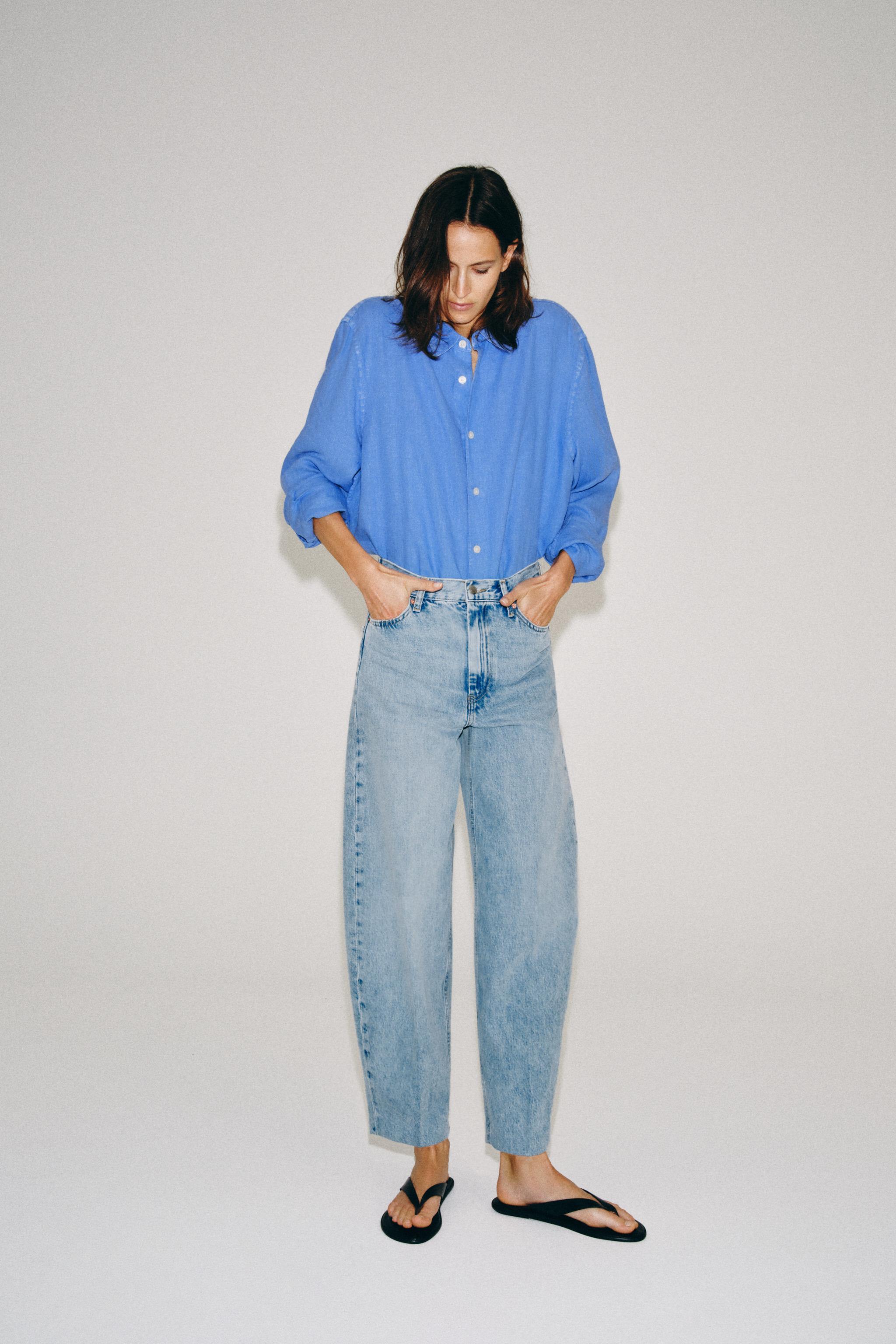 Женские джинсы Zara ZW COLLECTION HIGH WAIST TAPERED JEANS — фото 4