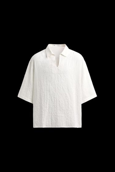 Zara TEXTURED POLO SHIRT - White - Image 0