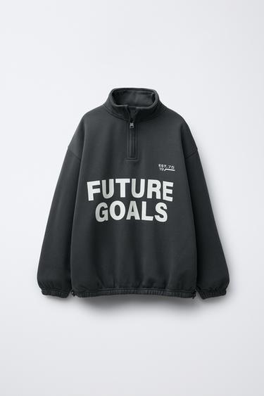 SUDADERA ESTAMPADA TEXTO - Gris antracita de Zara - Imagen 0