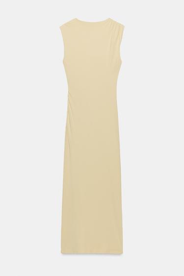 ROBE MI-LONGUE DRAPÉE - Jaune de Zara - Image 5