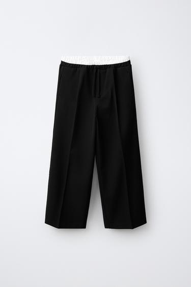 БРЮКИ WIDE LEG С ДВОЙНЫМ ПОЯСОМ — ЧЕРНЫЙ от Zara