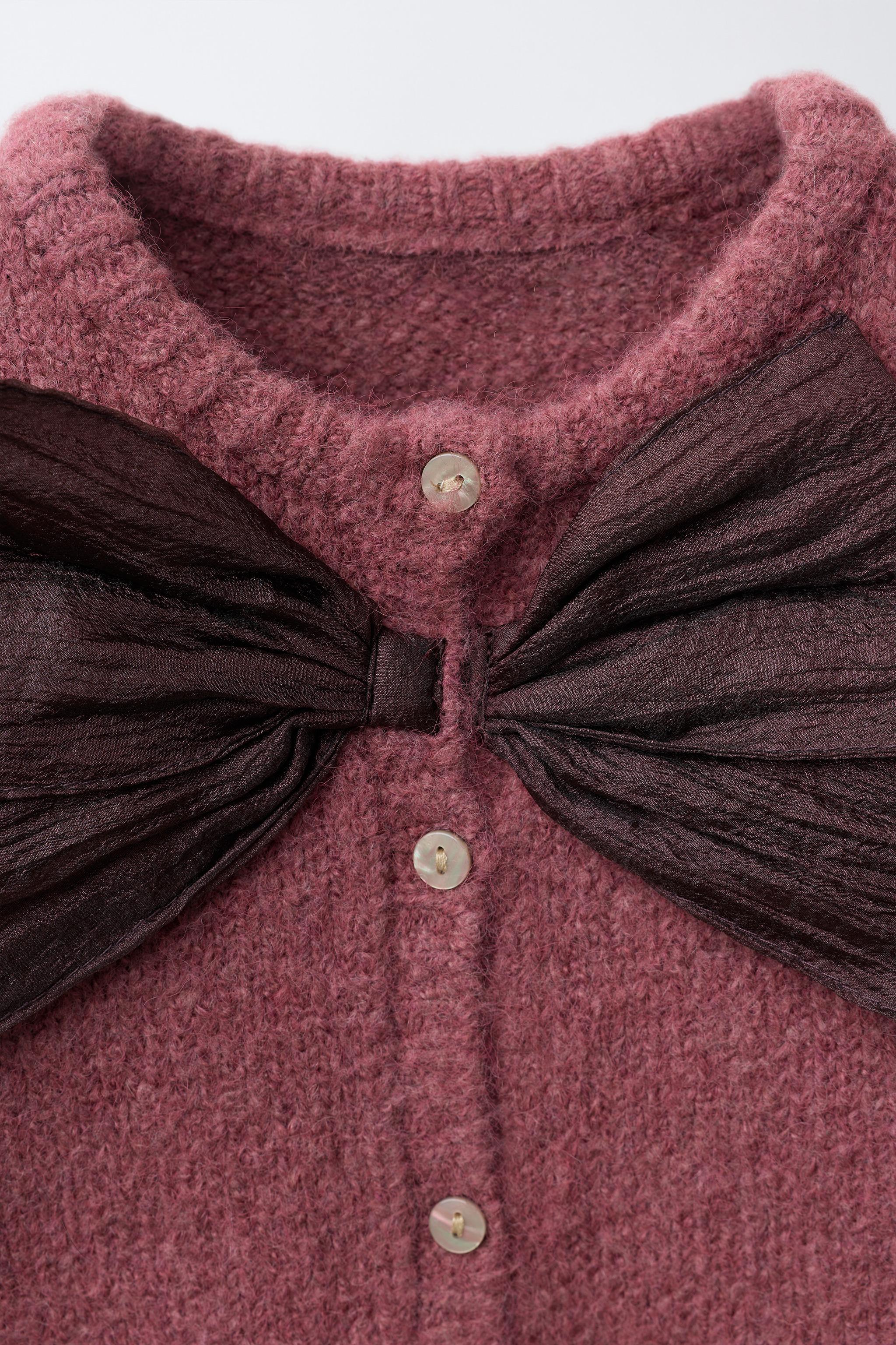 SATIN BOW CARDIGAN