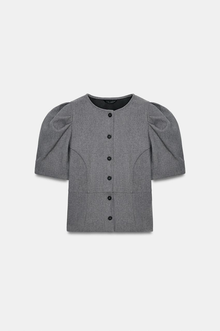 パフスリーブトップス - グレーマール | ZARA Japan / 日本