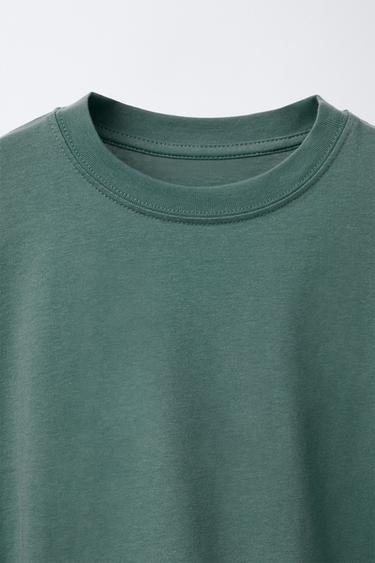 LOT DE TROIS T-SHIRTS UNIS ET À RAYURES - Verts de Zara - Image 3