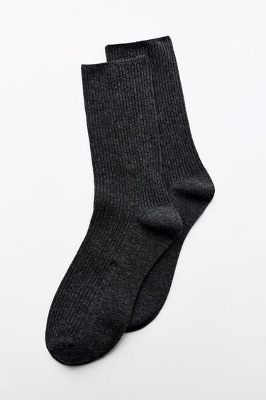 RIBBED SOCKS WITH METALLIC THREAD - Dark grey by Zara - Image 2