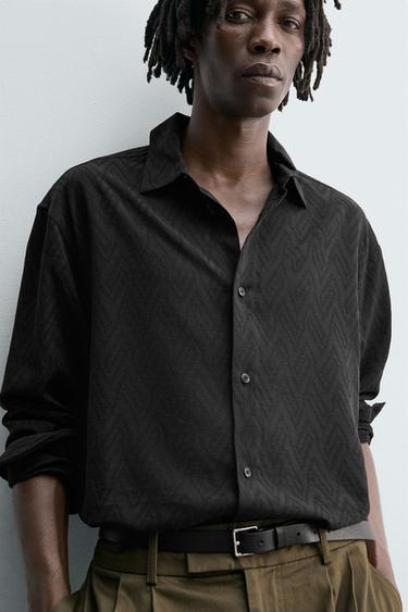 CHEMISE JACQUARD GÉOMÉTRIQUE - Noir de Zara - Image 4