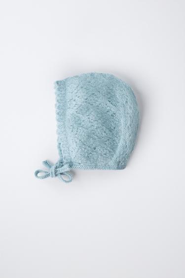 CUTWORK KNIT BONNET - Pastel blue by Zara - Image 3