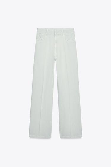 Zara KÕRGE VÖÖKOHAGA TEKSAD WIDE LEG ZW COLLECTION - Light blue