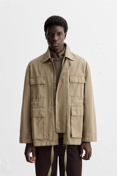 WASHED CANVAS PARKA - Taupe grey by Zara