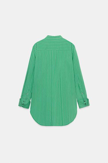 CHEMISE À RAYURES ZW COLLECTION - Vert de Zara - Image 4