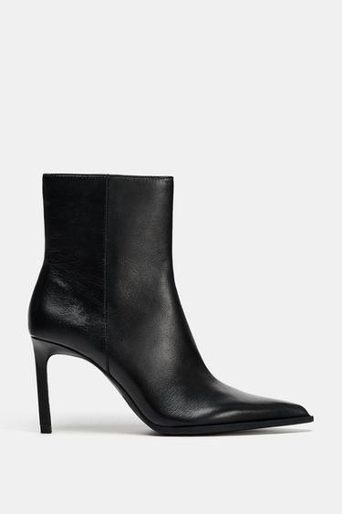 BOTÍN TACÓN FINO PIEL - Negro de Zara - Imagen 0