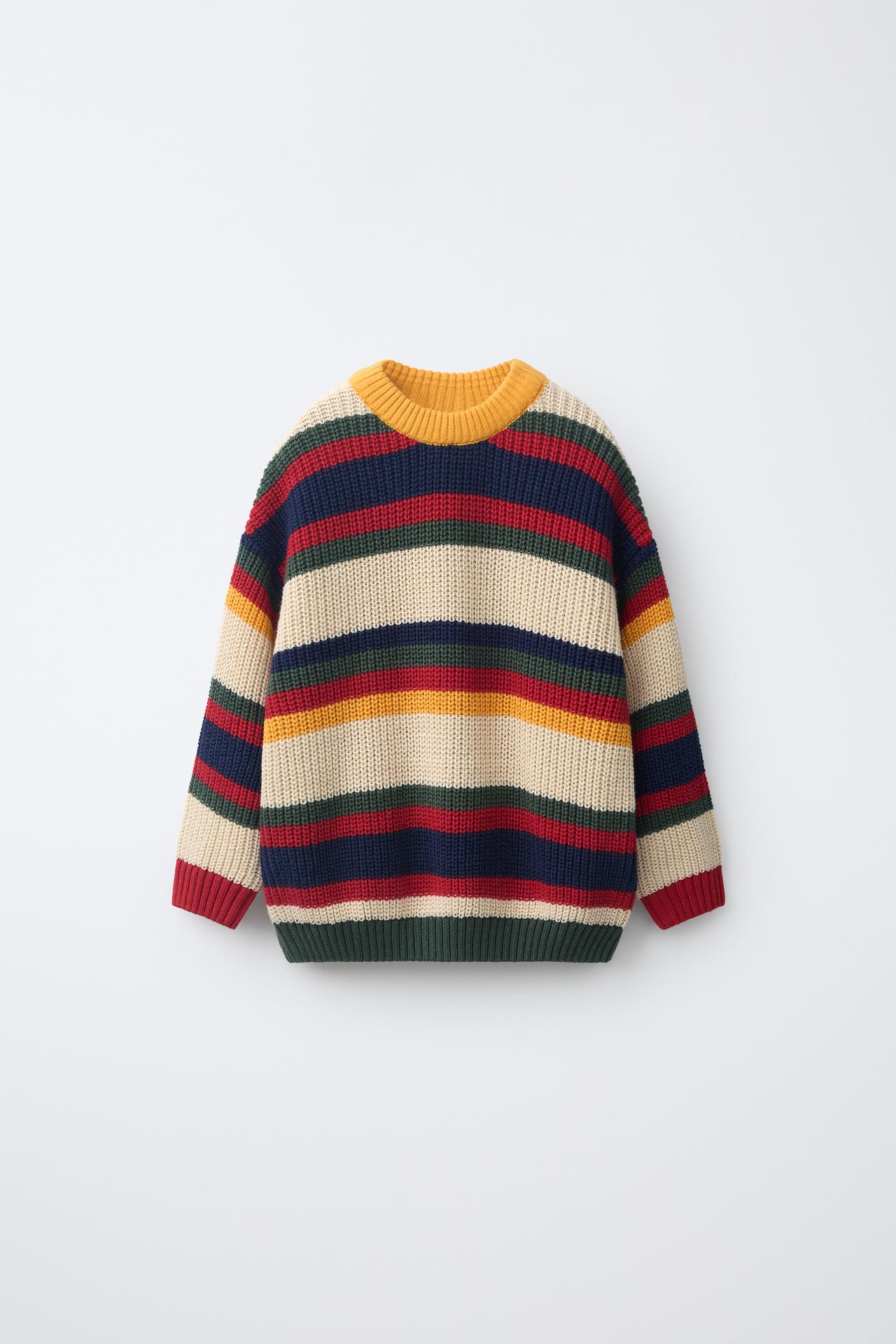 FRUIT OF THE LOOM™ STRIPED KNIT SWEATER — Striped