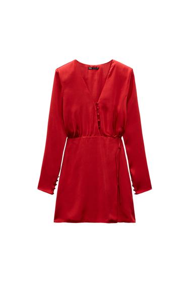 SATIN EFFECT WRAP DRESS
