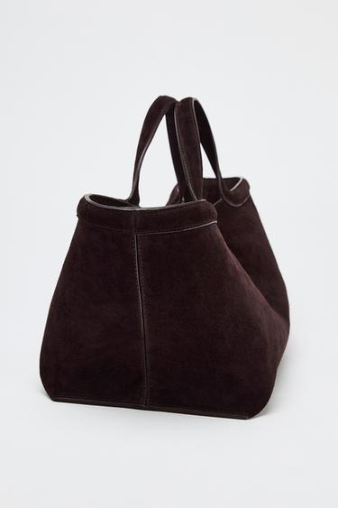 ELONGATED SUEDE TOTE BAG - Chocolate by Zara - Image 3