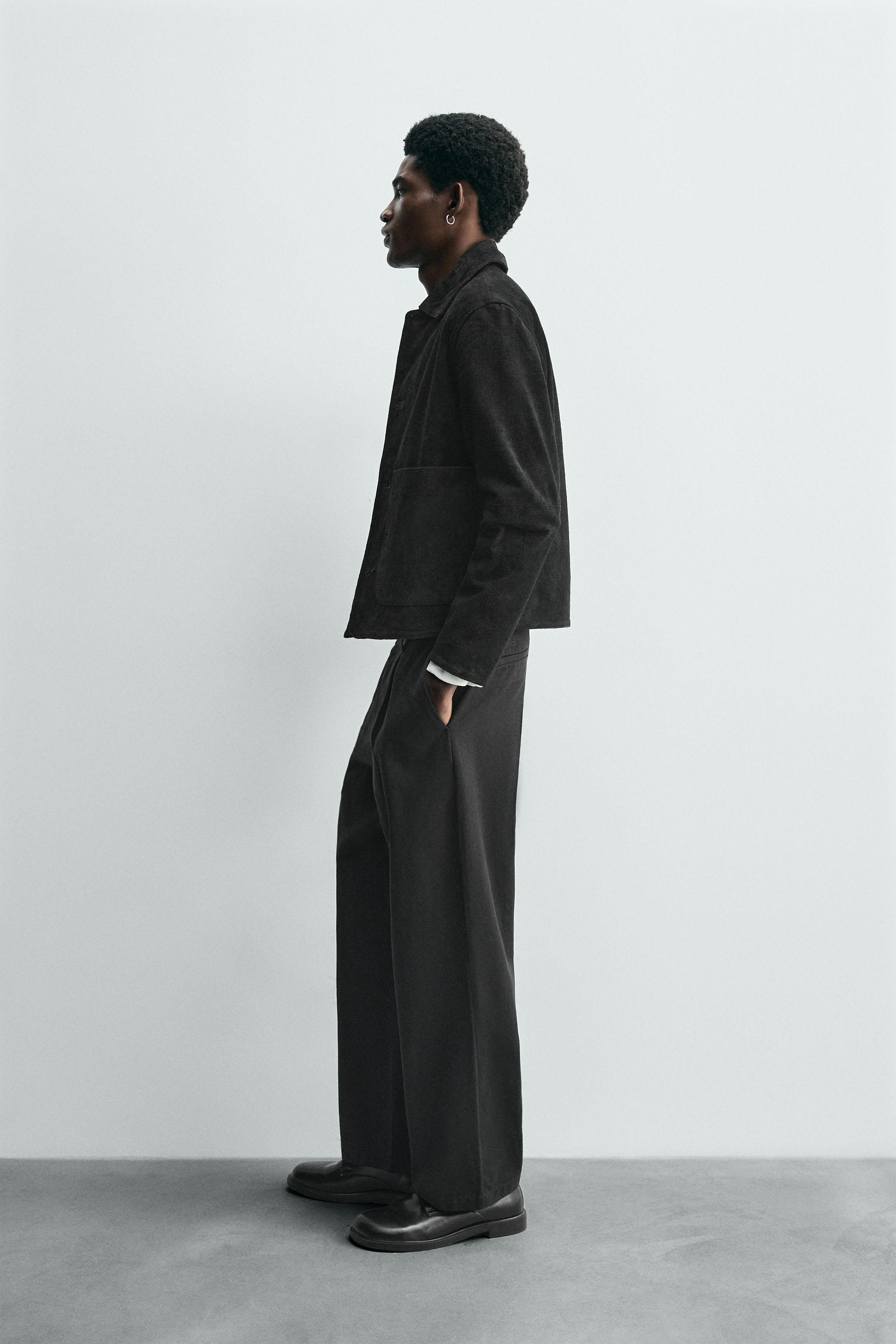 LEATHER SPLIT SUEDE JACKET - Black | ZARA South Africa