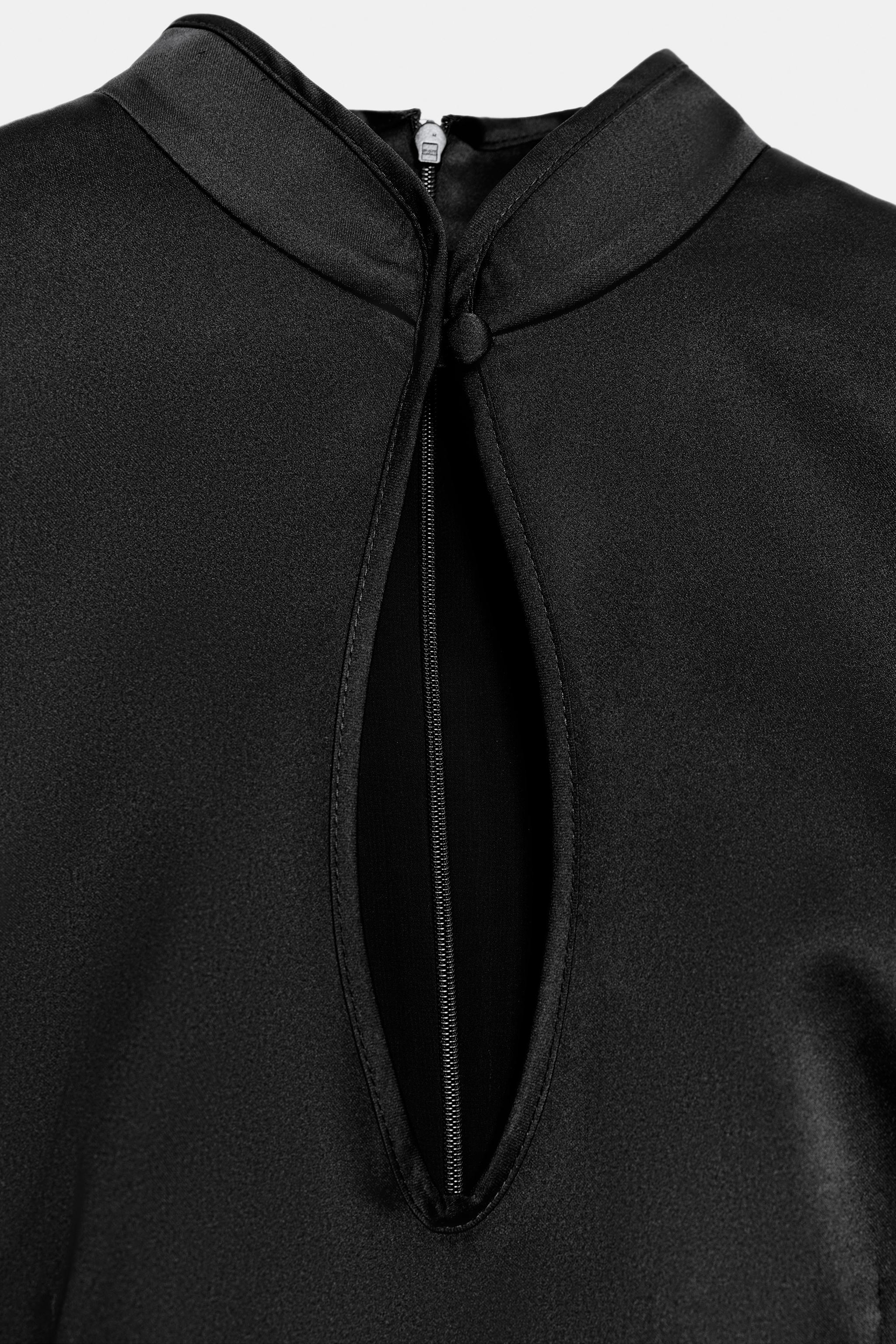 Женские платья Zara SATIN EFFECT MINI DRESS WITH SLIT — фото 8