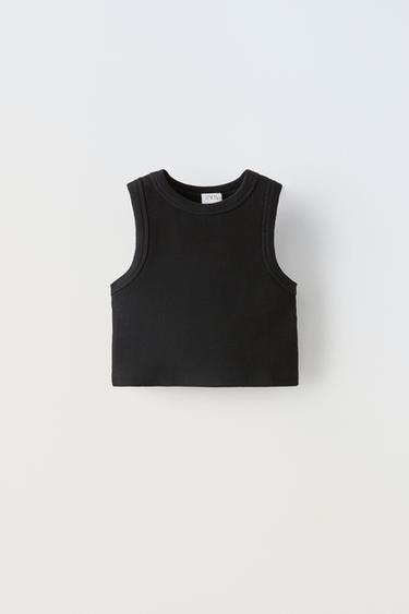 Zara RIB T-SHIRT - Black