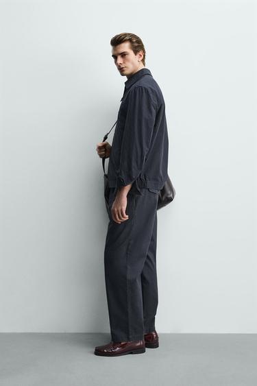 BLOUSON REGULAR FIT À CARREAUX - Bleu marine de Zara - Image 3