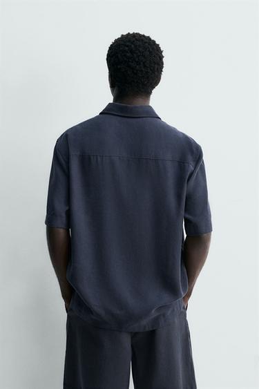 CHEMISE POLO FLUIDE EN LYOCELL - Bleu marine de Zara - Image 2