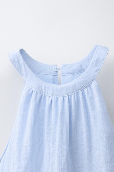 COMBINAISON-SHORT HALTER BRODÉE - Bleu de Zara - Image 2