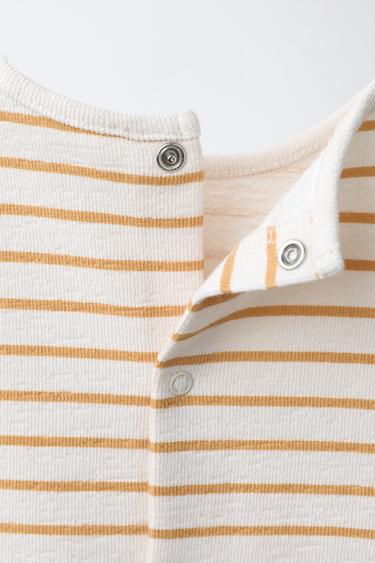 EMBROIDERED BUNNY STRIPED T-SHIRT AND TROUSERS SET - Ochre by Zara - Image 3