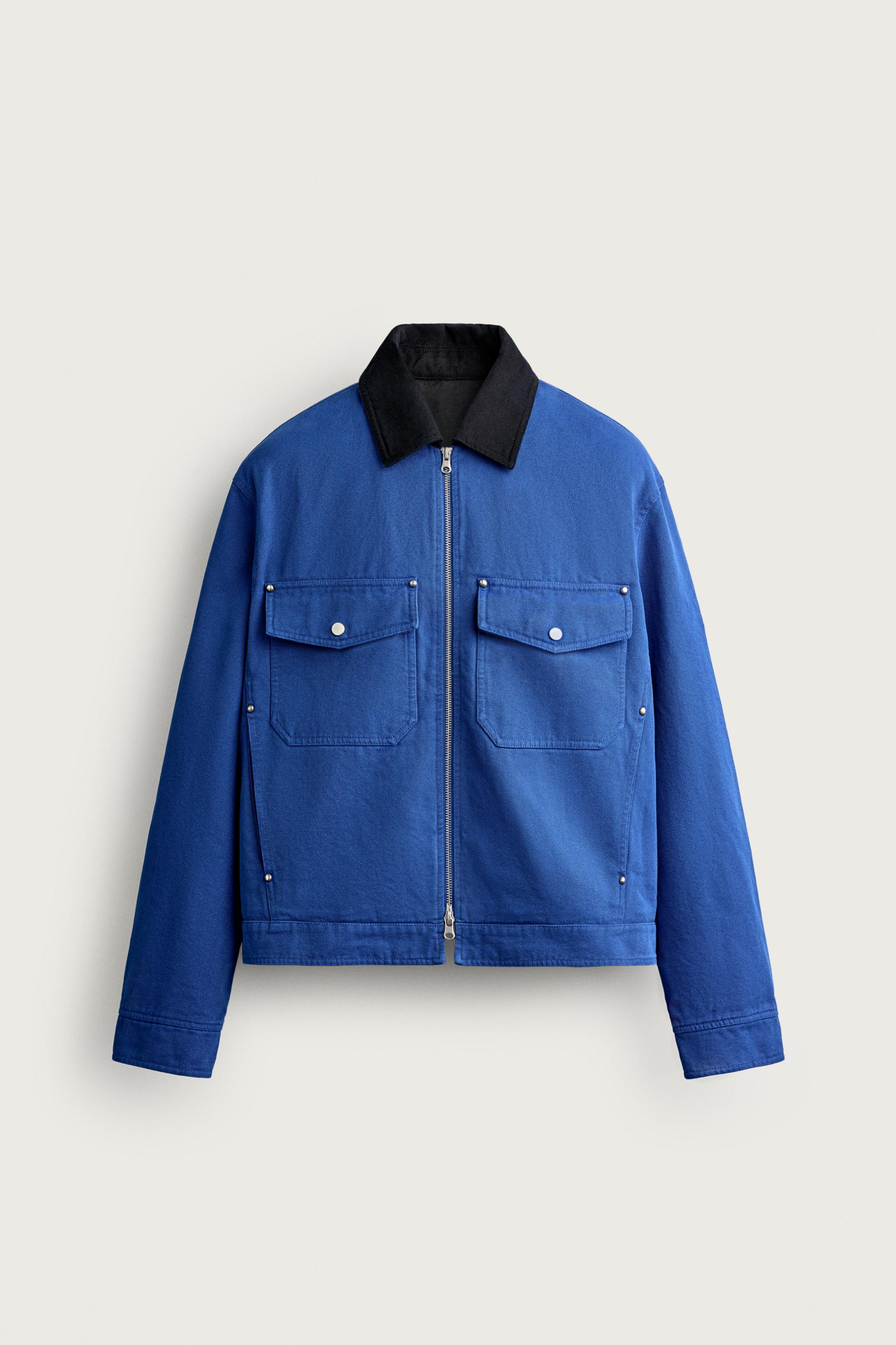 CROPPED FIT JACKET WITH CONTRASTING COLLAR