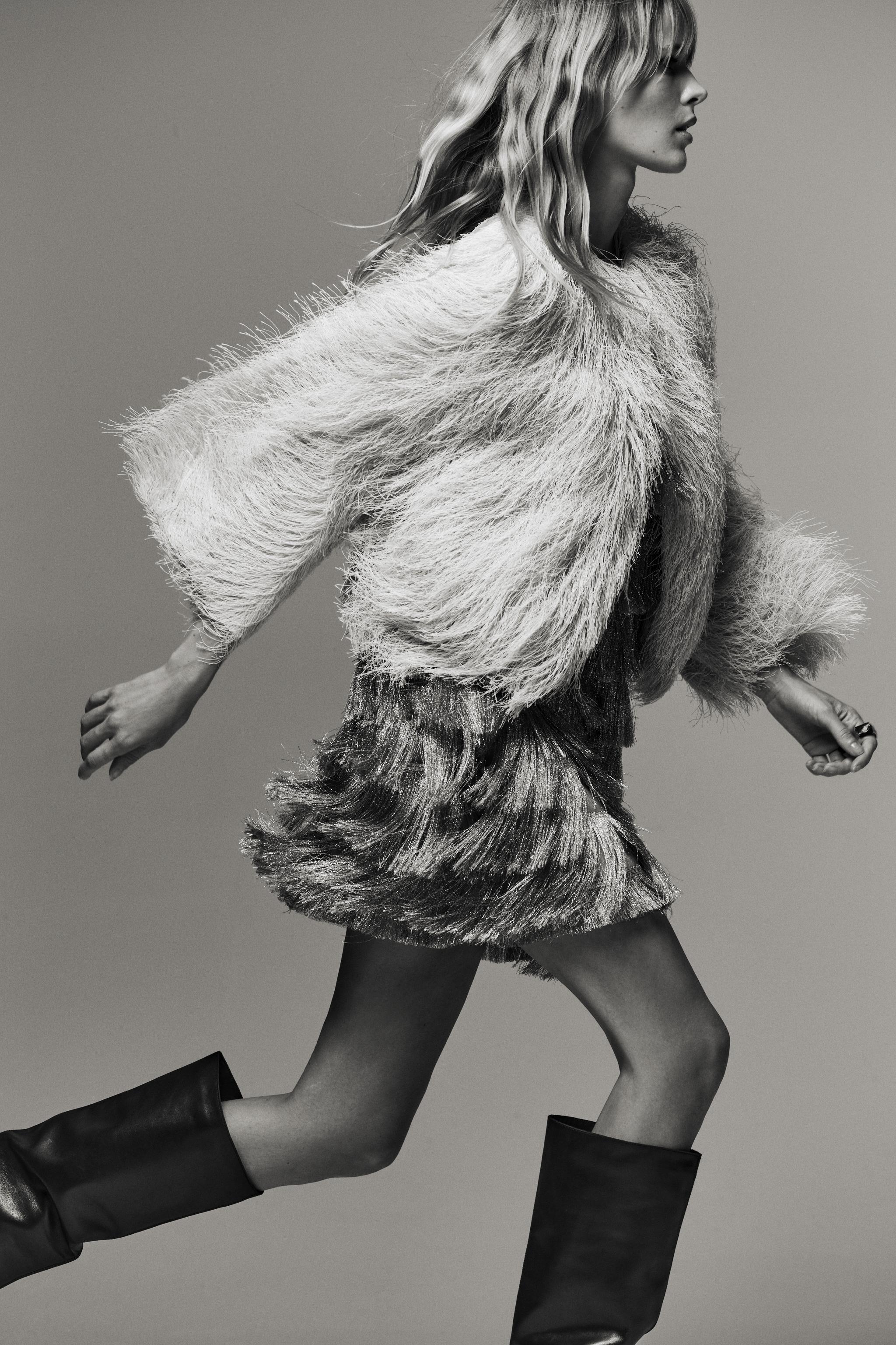 ZARA ビーズフリンジジャケット FRINGED JACKET - Light blue | ZARA United States