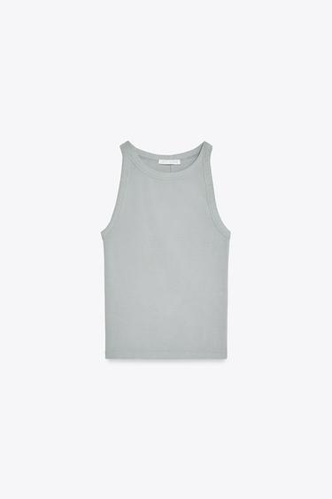 HALTERTOP MET VERWASSEN EFFECT - Grijs / Blauw van Zara