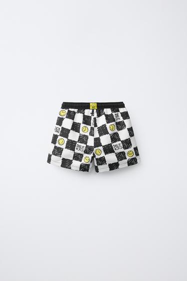 6-14 ANS/ SHORT DE BAIN DAMIER SMILEYWORLD ® - noir/jaune de Zara - Image 1