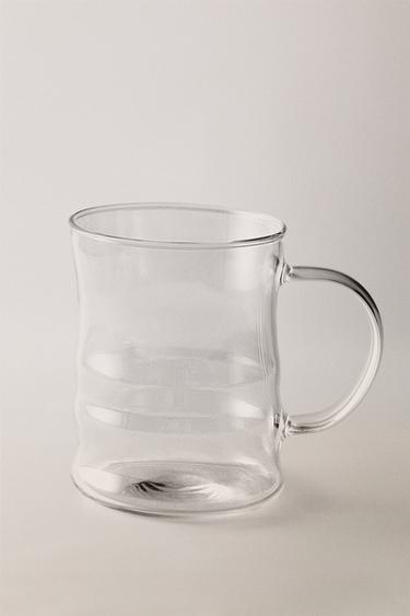 BOROSILICATE GLASS MUG WITH RAISED DESIGN - Transparent by Zara